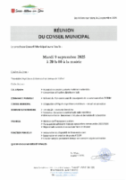 Ordre du jour du conseil municipal du mardi 09 09 2025
